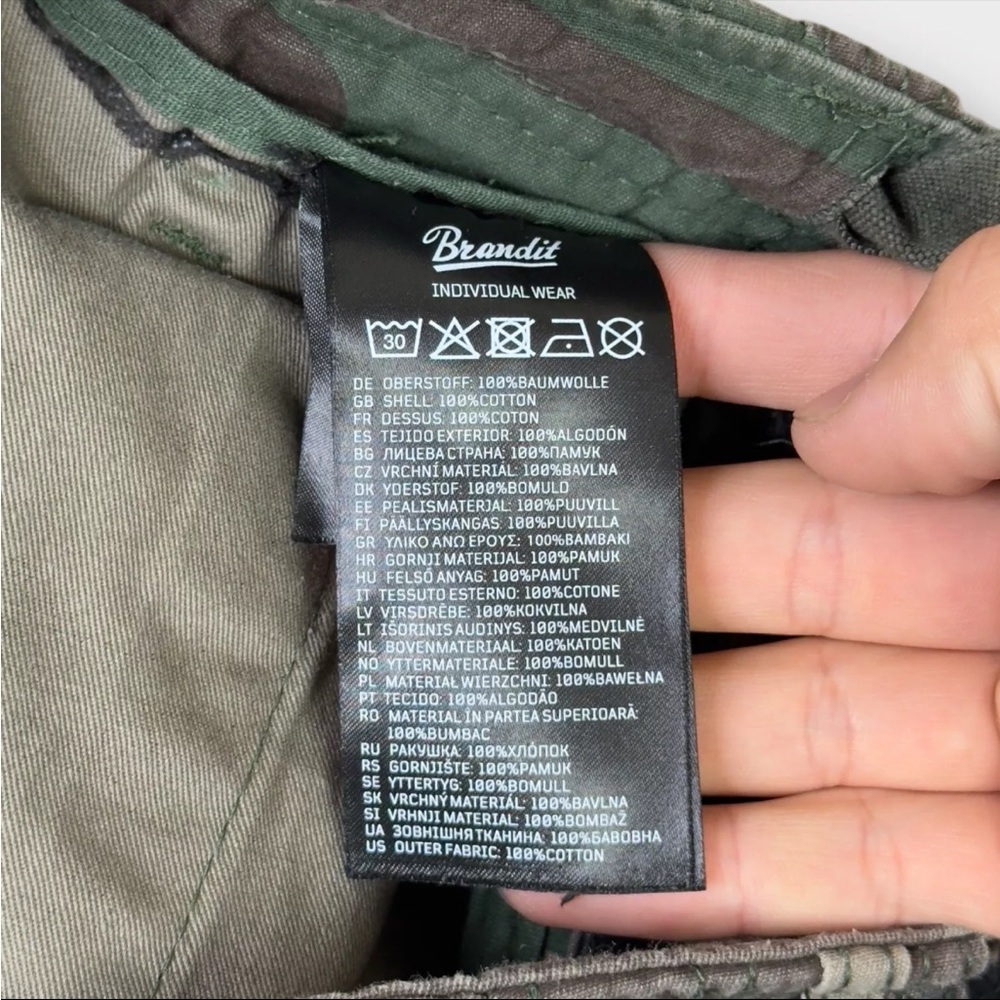Brandit Individual Wear Camo Cargo Pants Mens M 32x30 Green Woodland drawstring - Picture 10 of 16